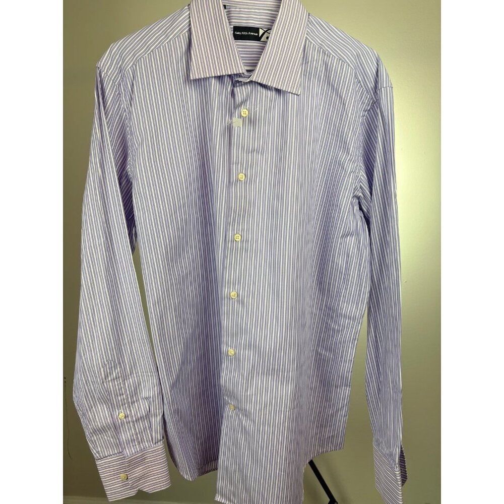 Brand NWT Saks Fifth Avenue ***Purple & White*** Dress Shirt 16 34/35